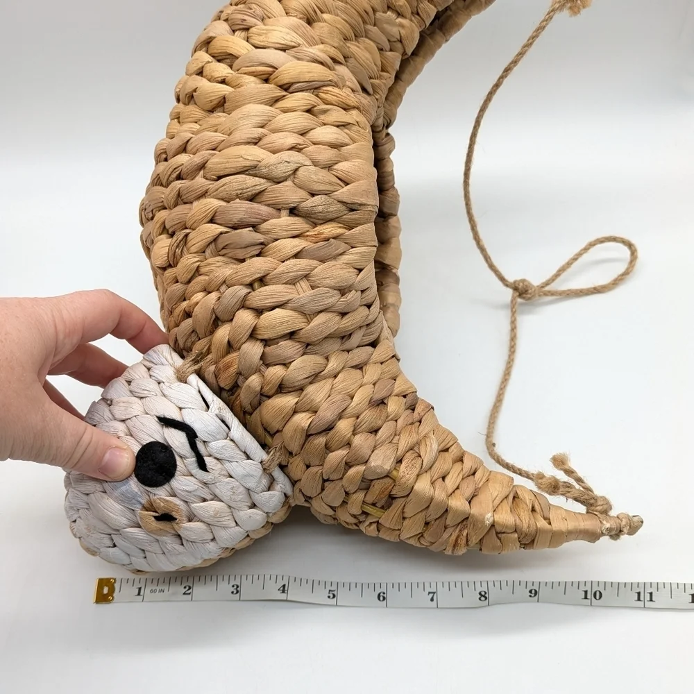 Hanging Tan White Hanging Sloth Basket